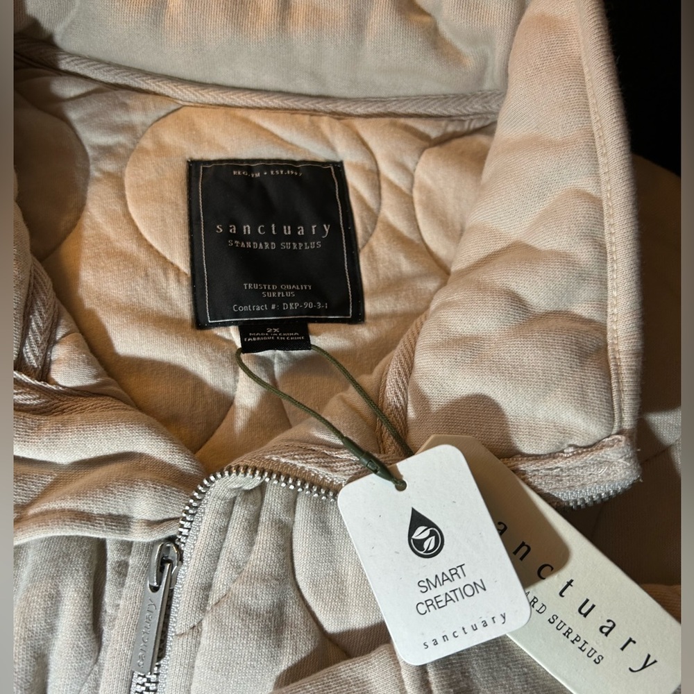 Sanctuary Padded Quilted Full Zip Jacket in Toasted Marshmallow/Tan - Sz 2X -NWT - Picture 3 of 10